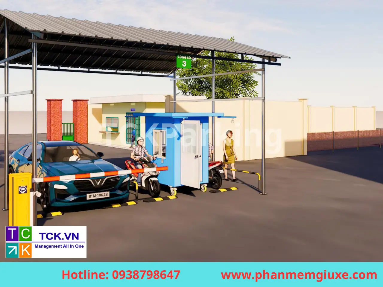cổng kiểm soát thu phí ra vào bãi xe bệnh viện mô hình 3D